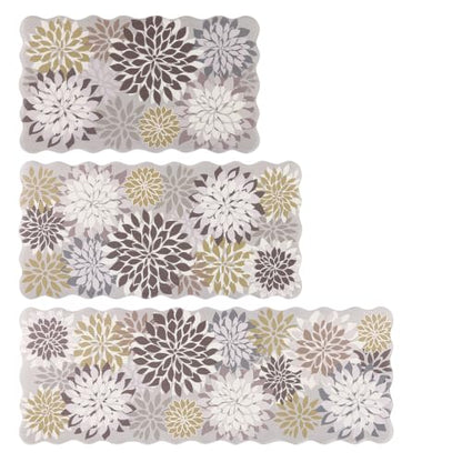 HEBE Anti Fatigue Kitchen Rugs Set of 3, Cushioned Kitchen Mats for Floor - color: Brown/Floral
