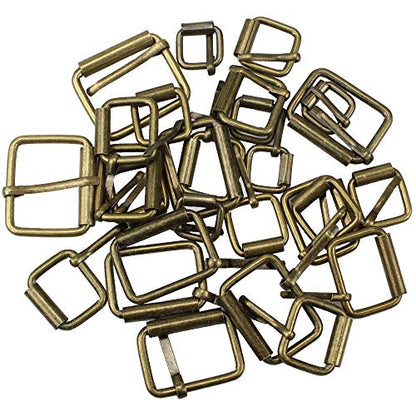 Hysagtek Brass Buckles 60 Pcs Roller Buckles Belts Hardware Pin Buckle for Bags Leather Belt Strap Hand DIY Accessories, 6 Size - 1.3'', 1.18", 1", 0.79", 0.59", 0.51" Bronze Metal