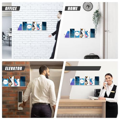 6 Pack Acrylic Wall Mount Brochure Holder, Clear Magazine Rack for Office