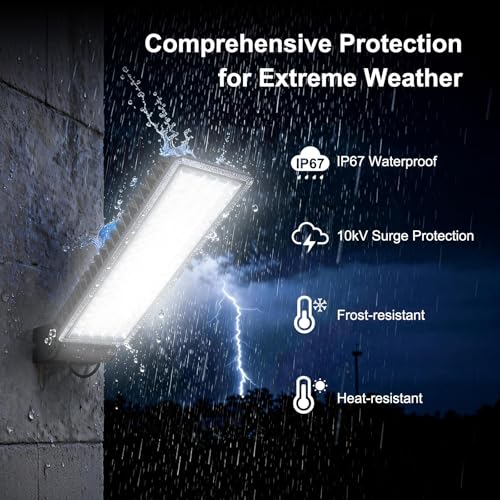 Kekeou 100W Dusk to Dawn LED Flood Light with Remote, 6500K Security Lights - size: 100W-Arm