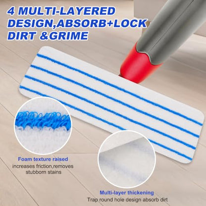 Replacement Disposable Mop Pad for Rubbermaid Reveal Spray Mop - 30 Pack Wet & Dry Floor Cleaning Refills Fit for Any Reveal Flat Cleaning System 16.5" (30 Pack) - color: 16.5 Inch-30pack-blue&white-disposable