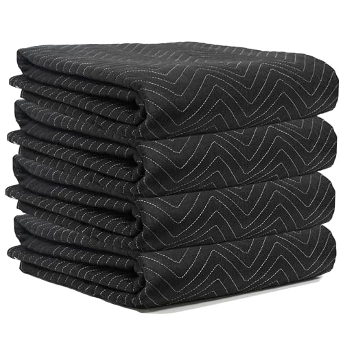 Padded Packing & Moving Blankets 4 Pack Deluxe Quality 80 x 72 inch Furniture Shipping Pads for Moving and Storage-Black(4 Deluxe Blankets 45 lbs/Dozen) - size: 4 Deluxe Black Blankets 45 lbs/Dozen