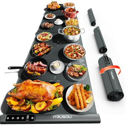 iTRUSOU Expandable Food Warming Mat – 54"x16" Custom Sizes Warming Mat - color: Dark gray - ABC, size: 54"x16" - ABC