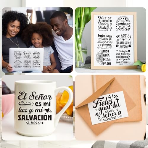 20 Sheets Spanish Bible Christian UV DTF Cup Wrap Transfer Decals - style: Black Spanish Bible