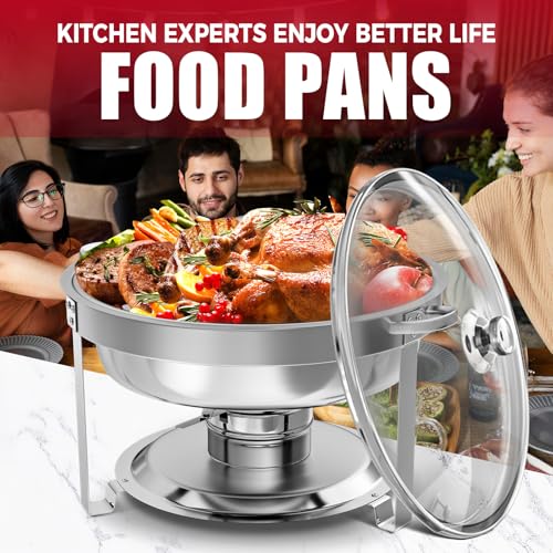 IMACONE Round Chafing Dish Buffet 6 Pack, 5QT Glass Lid - color: Glass