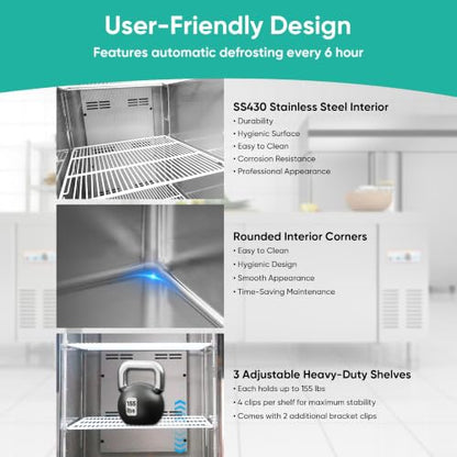 COOLCHEF 27" 23 Cu Ft Commercial Reach‑In Refrigerator