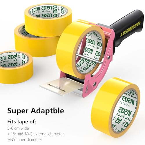 Rapid-Replace Packing Tape Dispenser Gun with Extra Blade, 2IN(50mm) Lightweight Ergonomic Industrial Handheld Heavy Duty Tape Cutter for Carton, Packaging and Box Sealing, Pink