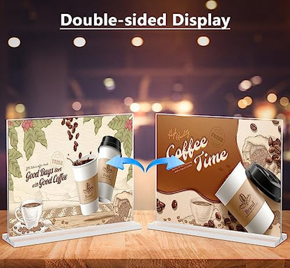 MaxGear Acrylic Sign Holder Horizontal Double Sided Display Stand 2 Pack - size: 2 Pack 11x8.5