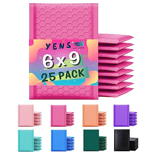 Yens Hot Pink Poly Bubble Mailers 6x10 25 Pack Usable 6x9 - color: Hot Pink, size: 6" x 10"