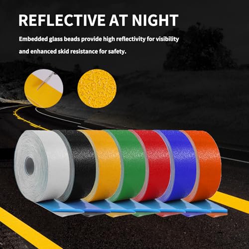 Reflective Pavement Marking Tape Slip-Resistant and Durable, Heavy-Duty Rubber Base for Outdoor Applications, Perfect for Driveways, Walkways, and Parking Areas (Yellow, 4 Inch X 148 Feet) - color: Yellow, size: 4 Inch X 148 Feet