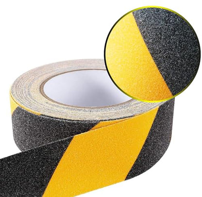 HAOT 2 Inch X 32.8ft Non Slip Safety Grip Tape for Stairs Steps Black/Yellow Non Skid Tread High Traction Friction/Strong Grip Abrasive Adhesive Hazard Caution Tape - color: Yellow/Black, size: 2" Width x 396" Long