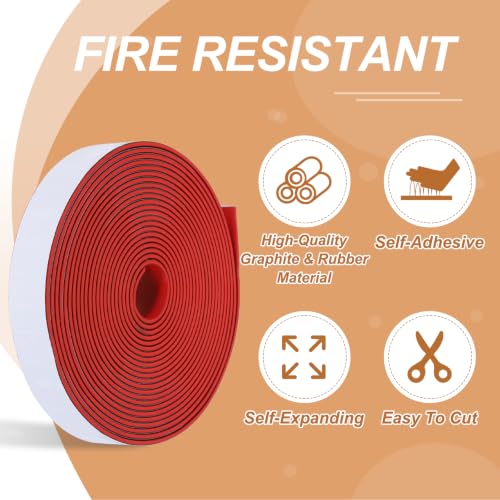 Smoke Fire Seal Strip 19.7 Feet 25mm/0.98" Wx2mm/0.08" T Red - color: Red, size: 19.7 FT x 25mm / 0.98" W x 2mm / 0.08" T