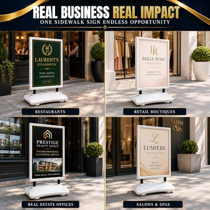 Custom Weighted Sidewalk Sign Display by BCB Print – 23x33 Outdoor Sign Holder with Custom Print | Heavy Duty Advertising Stand for Business, Storefront Use | Made in USA - color: Pavement Curb Sidewalk Sign