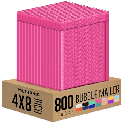 Metronic Small Bubble Mailers 4x8 Inch 800PC Bulk Usable Size 4x7 - color: Pink, size: 4x8" 800PC
