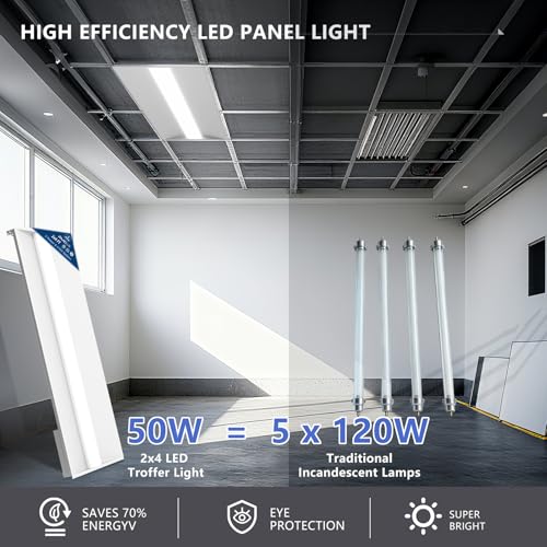 RMC 2x4 LED Troffer Light,Selectable 4CCT,7000 LM,0-10V Dimmable,4Pack - size: 2x4 4pack
