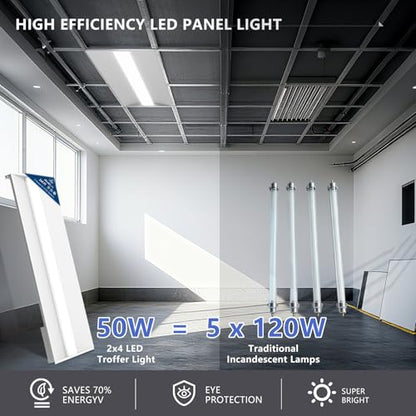 RMC 2x4 LED Troffer Light,Selectable 4CCT,7000 LM,0-10V Dimmable,4Pack - size: 2x4 4pack
