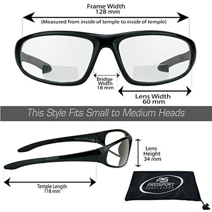 proSPORT Bifocal Safety Glasses ANSI Z87 Black Frame Clear Lens Safety Reading Glasses Men Women Industrial Work Protection - color: Clear - 2 Pairs