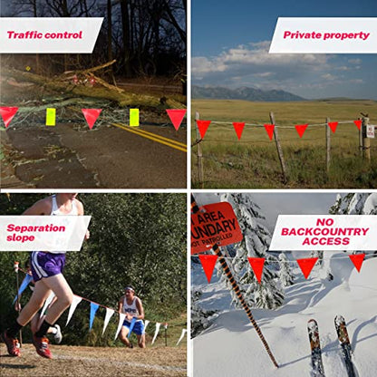 OSHA Perimeter Marking Flags (102FT string) Warn of hazardous areas, traffic control.Marking construction sites, scaffolding, sporting events, private property. - color: Yellow, size: 7"x10"x102Ft