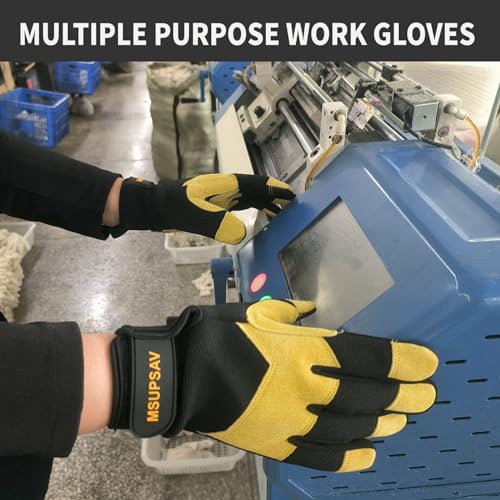 Work Gloves,Mechanic Glove Men&Women,Black+Yellow,Medium - color: Yellow+black, size: Medium
