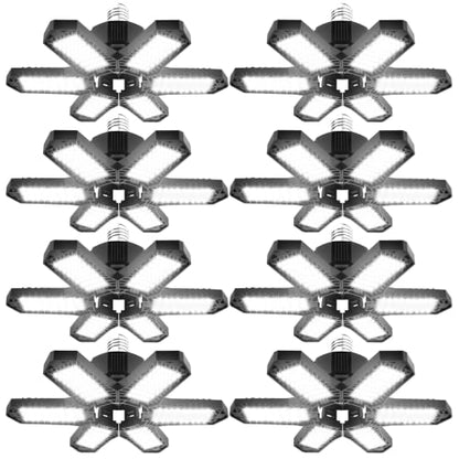 LED Garage Lights Bulb 8 Pack 180W Led Screw in Garage Lights 18000LM 6500K Bright LED Garage Ceiling Lights Deformable Garage Shop Light for Attic Basement Workshop Screw in E26 E27 Base - size: 8pack
