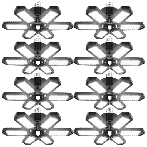 LED Garage Lights Bulb 8 Pack 180W Led Screw in Garage Lights 18000LM 6500K Bright LED Garage Ceiling Lights Deformable Garage Shop Light for Attic Basement Workshop Screw in E26 E27 Base - size: 8pack