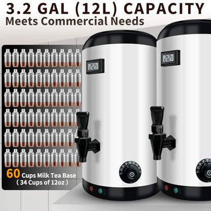 Insulated Beverage Dispenser-WITH HEATING,75 Cup Hot Drink Beverage for Catering-Stainless Steel Hot Beverage Dispenser 12 L/3.2 Gallon Hot Coffee Dispenser with Spigot for tea, Water,(silver)