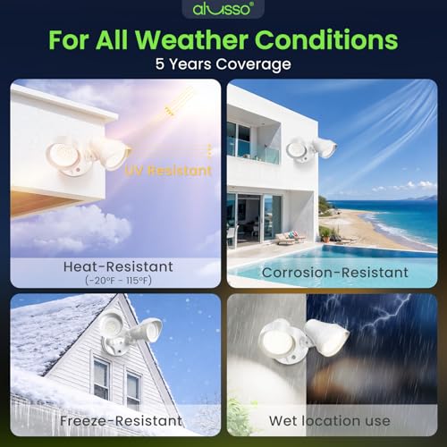 ALUSSO Dusk to Dawn Outdoor Lighting 30W 3500LM 3CCT 3000K/4000K/6500K 120V - color: White Dusk to Dawn 30W