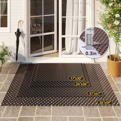 Door Mat Outside Entrance Drainage Waterproof Mat, Brown 24"x36" - color: Browm-a, size: 24"x36"
