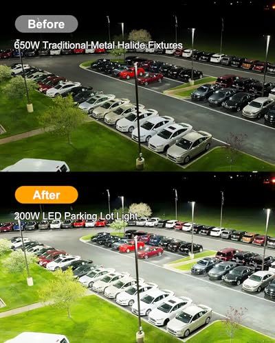 LED Parking Lot Light 200W 28000LM 5000K, Commercial Outdoor Area Lighting - size: 200w