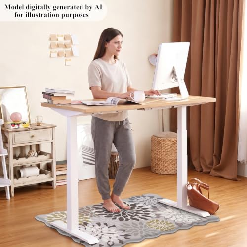 HEBE Anti Fatigue Kitchen Rugs Set of 3, Cushioned Kitchen Mats for Floor - color: Brown/Floral
