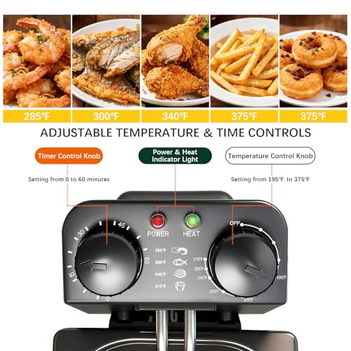 CATTLEMAN Deep Fryer with Basket, 1600W, 3L, Timer and Temperature Control - color: Standalone Deep Fryer