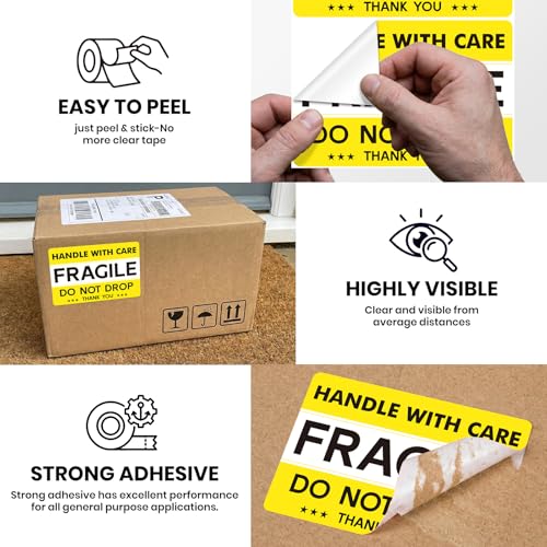 120 PCS 6" X 4" Fragile Shipping Stickers Do Not Drop Labels - style: Style One