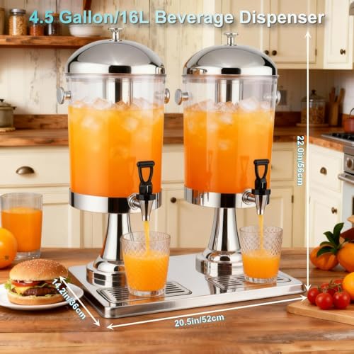4.5 Gallon Drink Dispenser with Stand and Ice Core, Spigot, and Ice Shovel - size: 4.5 Gallon / 16 L