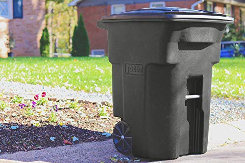 Toter 79296-R1209 96 Gallon Blackstone Trash Can with Wheels and Attached Lid - color: Blackstone, size: 96 Gallon