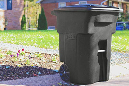 Toter 79296-R1209 96 Gallon Blackstone Trash Can with Wheels and Attached Lid - color: Blackstone, size: 96 Gallon