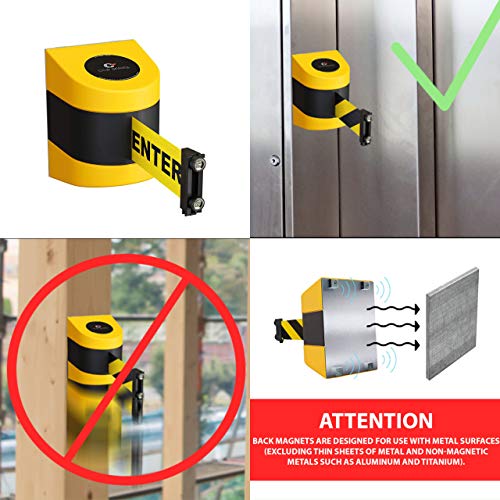 Crowd Control Warehouse Magnetic Wall Mount Retractable Belt Barrier, 30 Ft - color: CLEANING IN PROGRESS, size: 30 foot belt