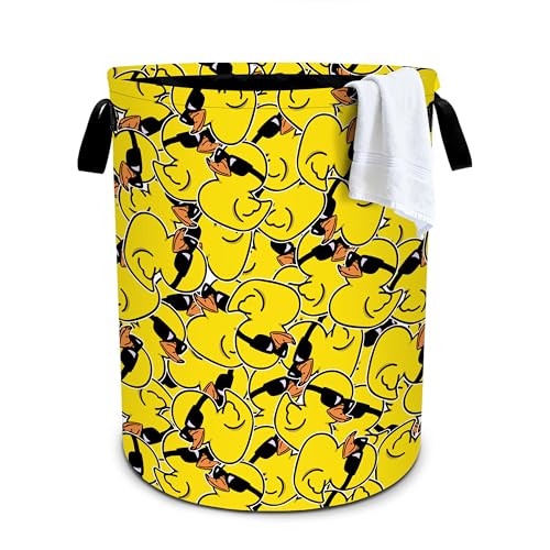 Duck Laundry Basket Storage Bin Foldable Laundry Hamper Clothes Storage Bucket Organizer 19.6x15.7 Inch For Laundry Room/Bedroom/Bathroom - color: Duck