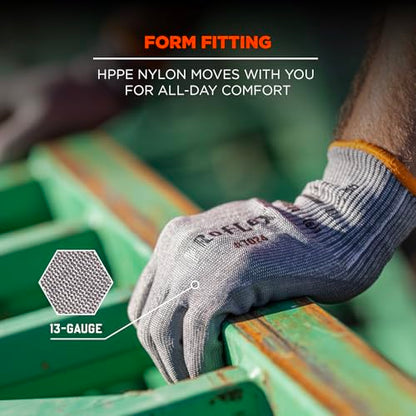 Ergodyne ProFlex 7024 Cut Resistant Work Gloves, ANSI A2, PU Coated Palms for Flexible No Slip Grip, Abrasion Resistant, 13g, Touchscreen Capable, Gray, Extra Large - size: X-Large