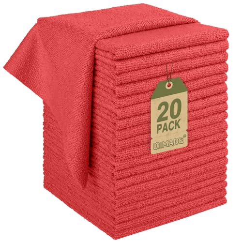 UNIMADE Microfiber Cleaning Cloth, 20 Pack Reusable Microfiber Towels - color: Red, size: 20 Pack