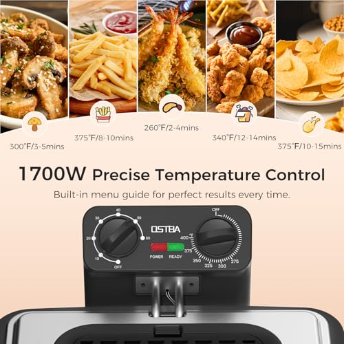 OSTBA Electric Deep Fryer with 3 Baskets, 4.75QT Stainless Steel Countertop - size: 4.75QT