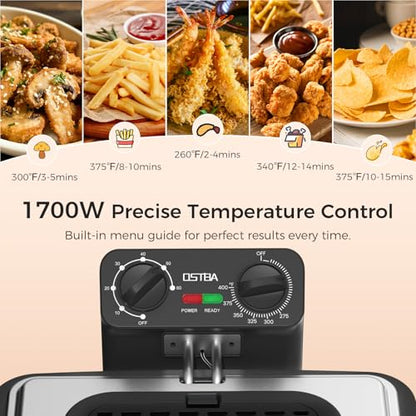 OSTBA Electric Deep Fryer with 3 Baskets, 4.75QT Stainless Steel Countertop - size: 4.75QT