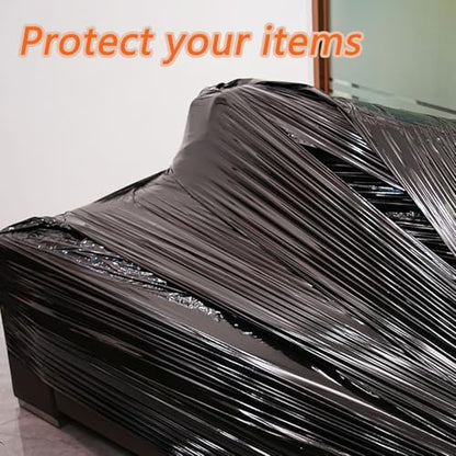CHUANGSEED Stretch Film 12 in x 1000 ft Moving Wrapping Plastic Shrink Film Strength Stretch 80 Gauge Durable Industrial Strength,Black,2 Pack - color: Black, size: 2 Pack