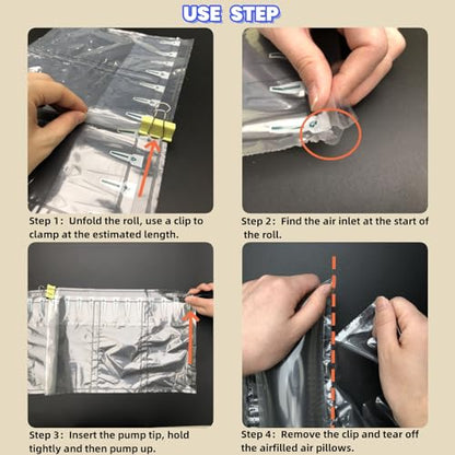 Air Pillows for Shipping, 300 Count Packing Cushion Film with Pump, 4.72" * 7.87" Inflatable Air Packing Bags for Packaging Moving Box Filler, Purse Shape Alternative to Packaging Peanuts - size: 4.72" * 7.87"(300 Count)