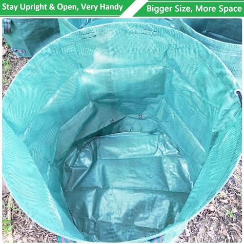 Professional 2-Pack 106 Gallon Large Lawn Garden Bags (D31,H31 inch) Yard Waste Bag with Gardening Gloves for Big Leaf Bag,Yard Debris,Garden Trash Container,Lawn Grass Clippings,Weeds Bags 4 Handles