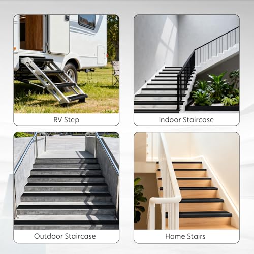 Stair Edge Protector, 24Ft Pre-Angled L-Shaped Stair Nosing with Self-Adhesive, Rubber Trim for Indoor/Outdoor Home & RV Steps - size: 24 FT