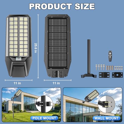 Solar Street Lights Outdoor Waterproof Dusk to Down Heavy Duty 10000W Commercial Large Solar Lights Outdoor Motion Sensor with Remote Control LED Parking Lot Flood Lights for Yard Garden Walkway - size: XL-3Pack