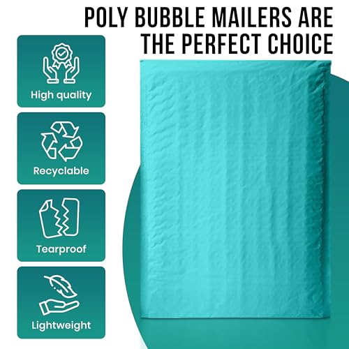 Levex - #000 4" x 8" [150 Pack] Teal Poly Bubble Mailers, Padded Envelope Mailers, Packing Envelope & Mailing Bags for Shipping - color: Teal, size: #000 - (4" x 8")