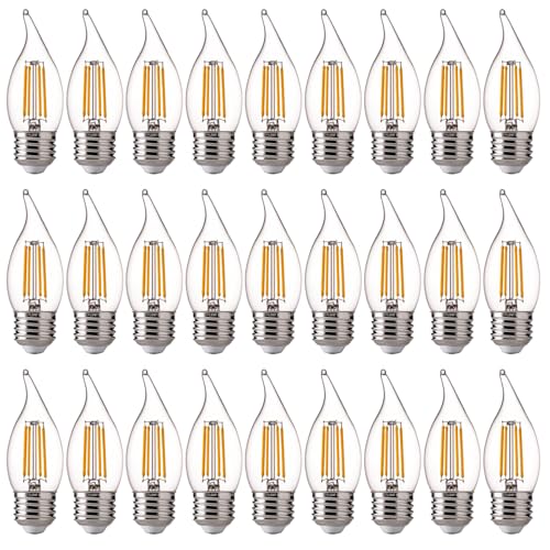 FLSNT LED Candelabra Light Bulbs E26 Base, 60 Watts Equivalent Dimmable LED Chandelier Light Bulbs, 2700K Soft White, 24 Pack - color: 60w Soft White, size: 24 Count (Pack of 1)