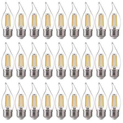 FLSNT LED Candelabra Light Bulbs E26 Base, 60 Watts Equivalent Dimmable LED Chandelier Light Bulbs, 2700K Soft White, 24 Pack - color: 60w Soft White, size: 24 Count (Pack of 1)