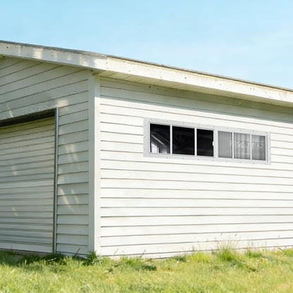 Yuzzy Shed Windows 2 Pack, 10"x35" Sliding Windows Transom Window with Tempered Glass and Removable Fiberglass Screen for Shed, Chicken Coop, Playhouse, Household, Garage, Barns (White) - color: White, size: 10"x35"
